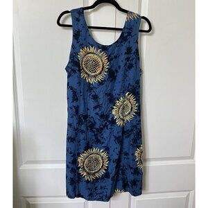 Vintage Bayou Wear Mini Dress Womens Sunflower Tie Dye Rayon Summer Boho